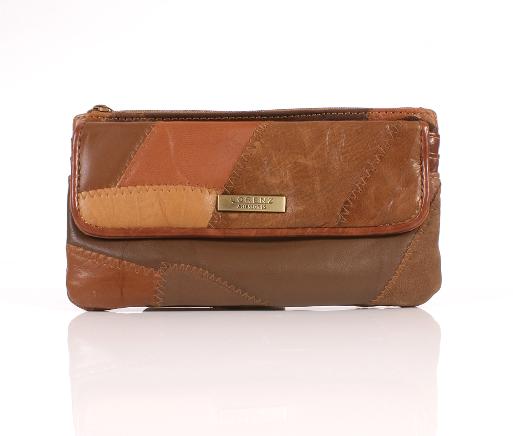 (image for) 4674 TAN Economy Patchwork Matinee Purse
